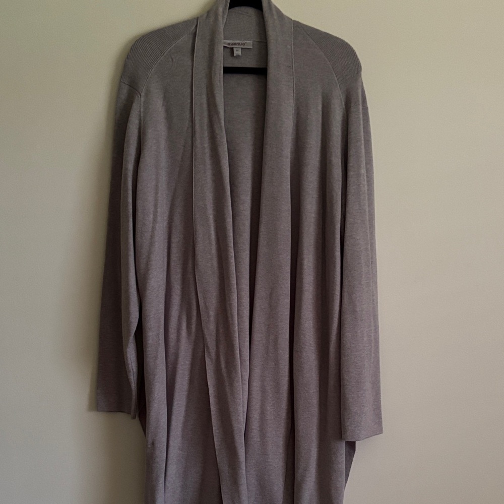 Avenue Taupe Open-Front Draped Cardigan